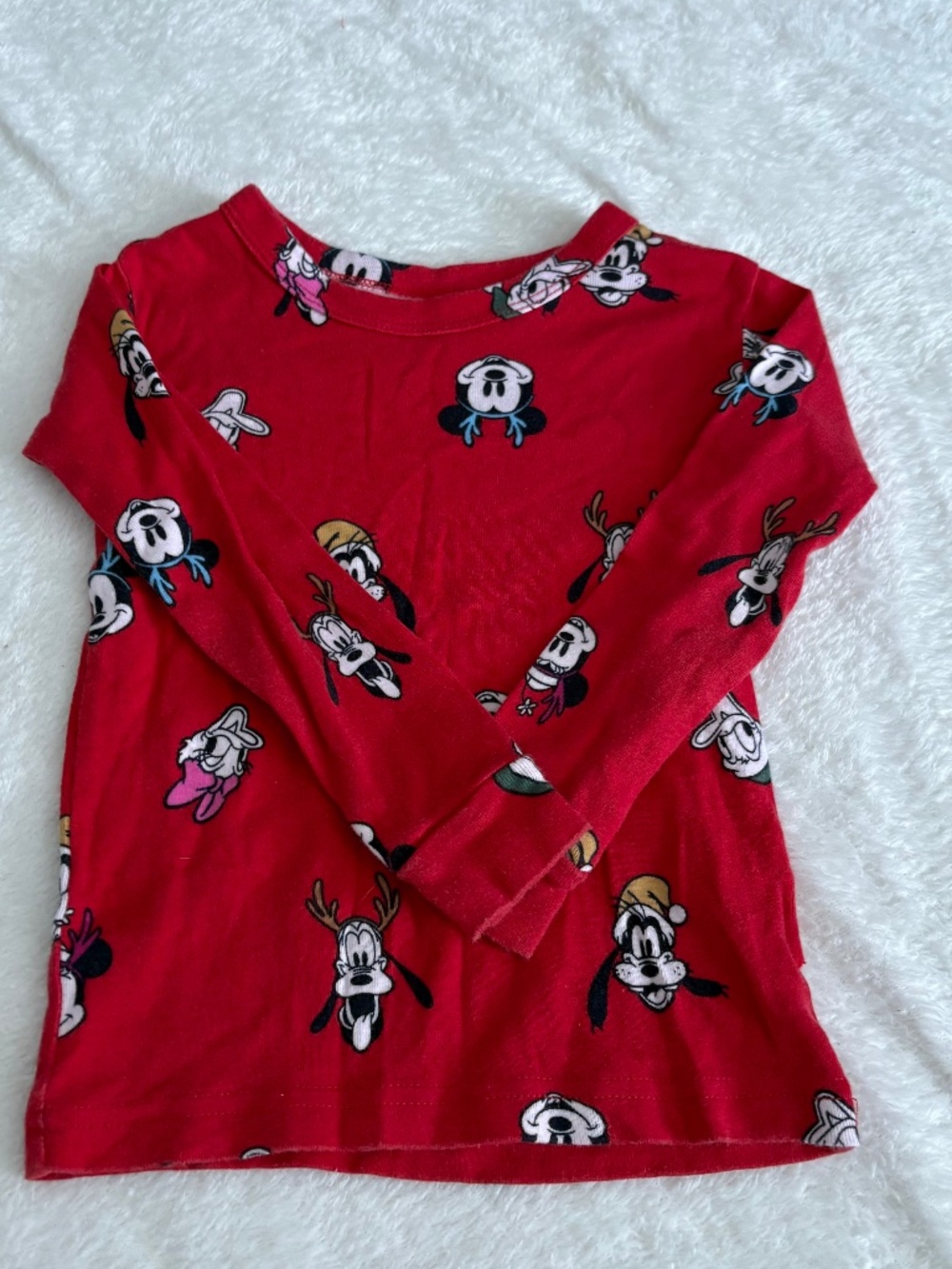 Disney Baby Gap Shirt Girls 3Y Red Christmas Mickey Mouse Long Sleeve